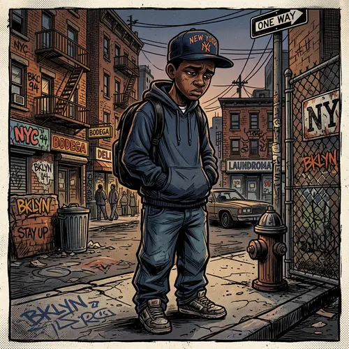 90s Comic Style: Teen in New York Neighborhood