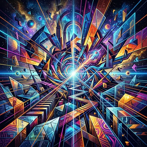 Abstract Perspective Art: Surreal Vanishing Points & Shapes