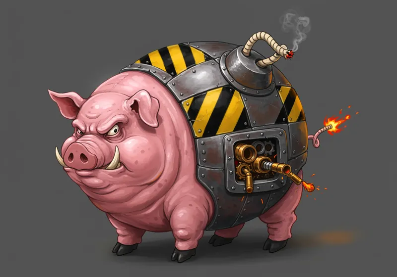Explosive Pig-Bomb Design – Quirky Art Style