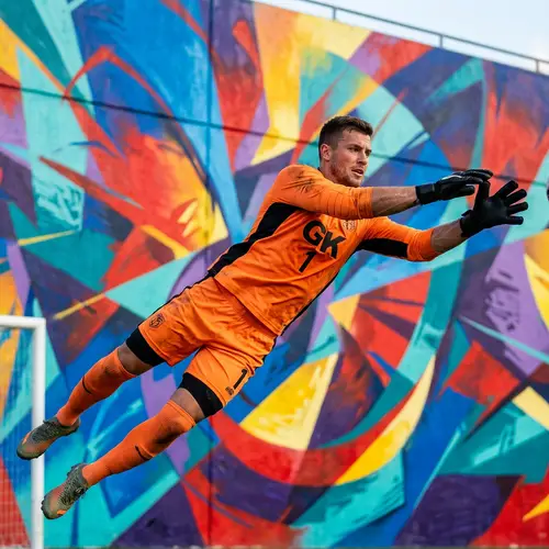 Passionate Football Goalkeeper in Action | Abstract Art Background