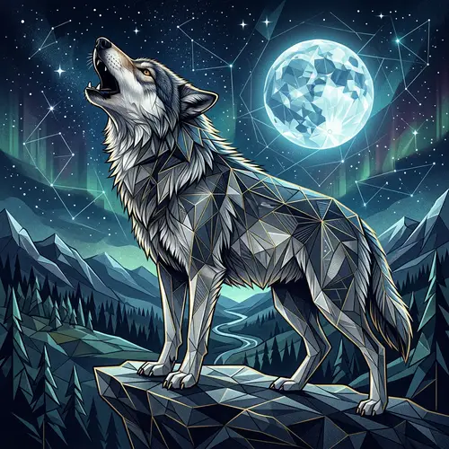 Semi Geometric Wolf Art | Unique Design