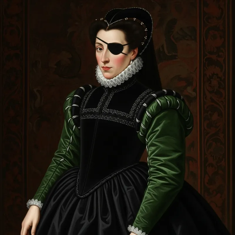 Princess of Eboli Portrait in Black and Green