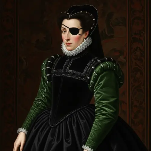 Princess of Eboli Portrait in Black and Green