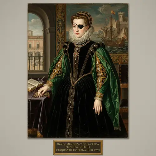 Princess of Eboli Portrait in Black and Green