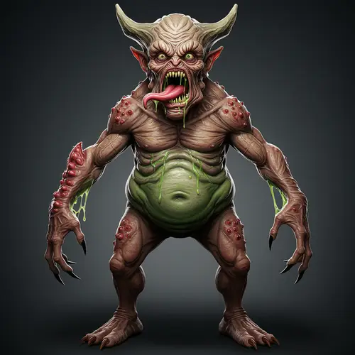 Terrifying Monster with Wrinkled Skin - Unique Design