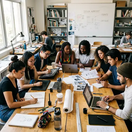 Diverse Design Students Engaged in Workshop at University