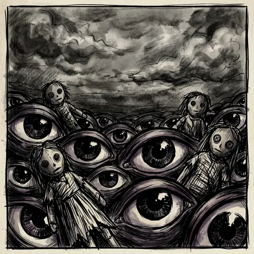 Poltergeist Dolls: Haunting Scene with Oversized Eyes