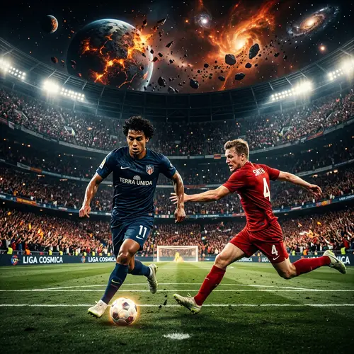 Soccer Player Races Towards Goal in Epic Stadium Scene