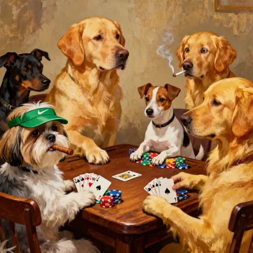Dogs Playing Poker: A Whimsical Canvas Scene