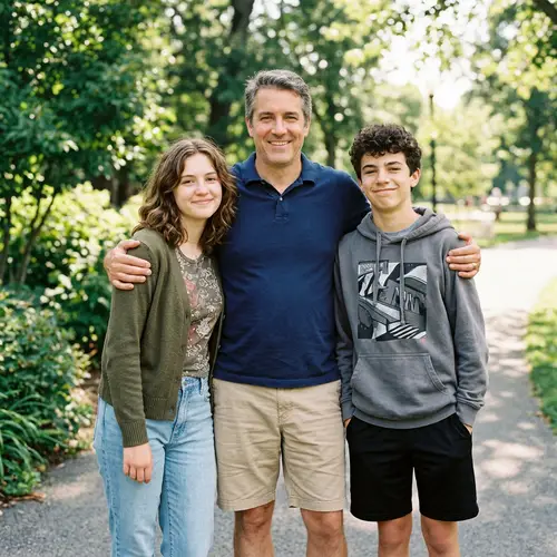 Dad with Teenage Daughter and Son: Family Moments