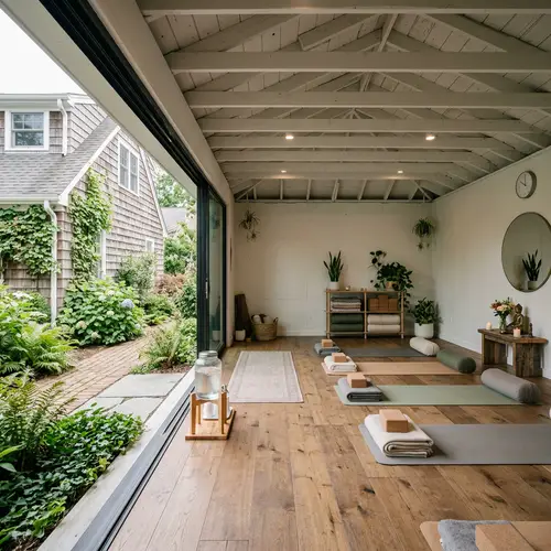 Minimalist Yoga Studio in a Garage
