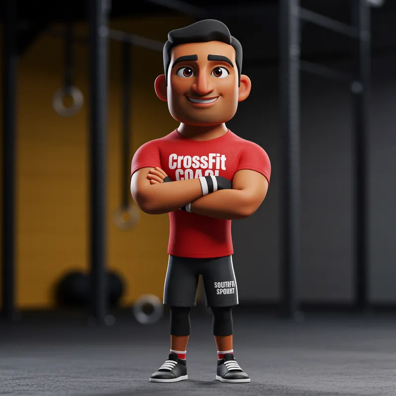 Pixar-Style Animated Crossfit Coach Character