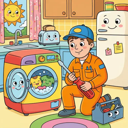 Fun Appliance Technician Illustration for Kids