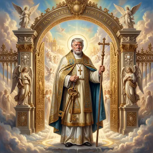 Donald Trump as Saint Peter at Heaven's Gates