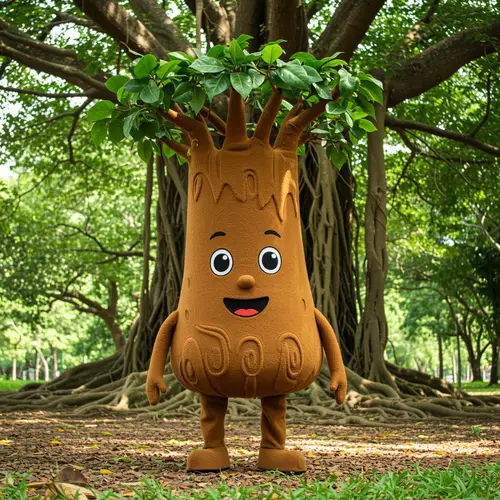 Joyful Banyan Tree Mascot Design