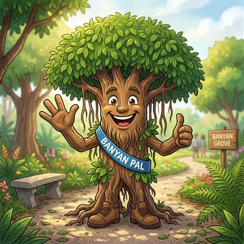 Joyful Banyan Tree Mascot Design