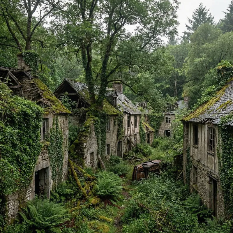 Abandoned Buildings, Ruins, Overgrown Forest - Haunting Beauty