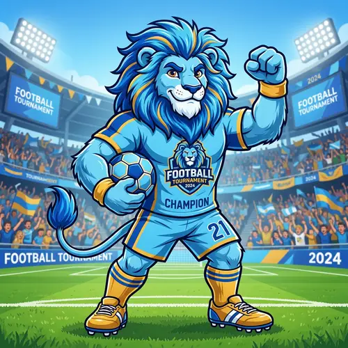 Football Tournament Lion Mascot Design