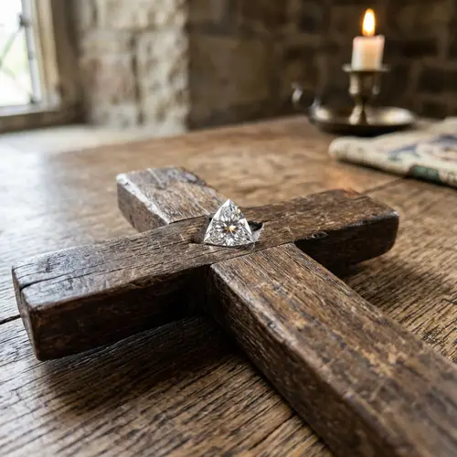Triangular Diamond on Wooden Cross