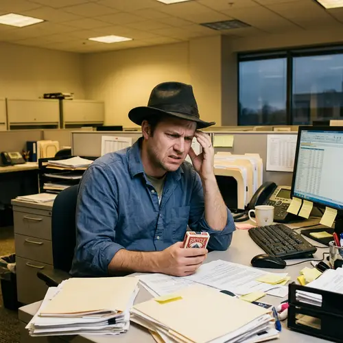 Stressed Gambler in Office Environment - Signs of Stress