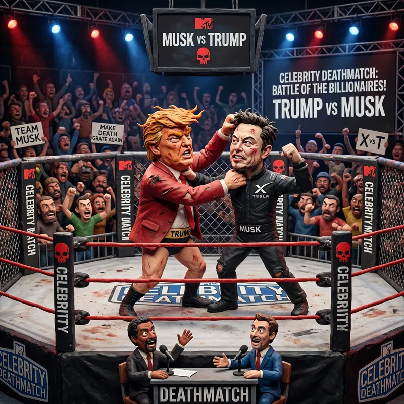 Claymation Trump vs Musk: MTV Deathmatch Art
