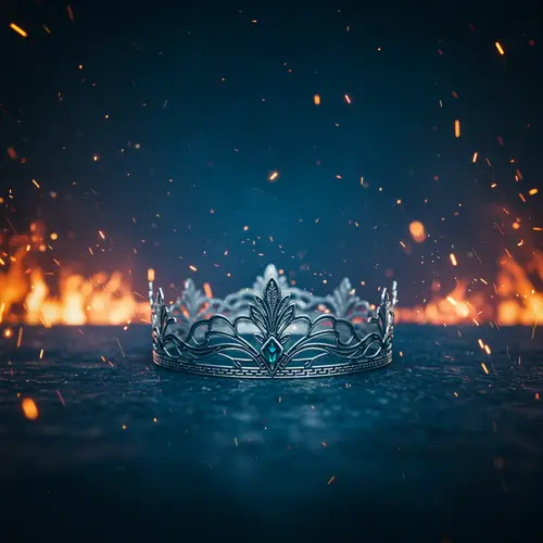 Mystical Fantasy Image with Silver Crown and Stars