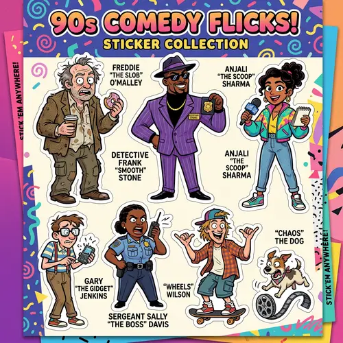 Cartoon Sticker Characters inspired by 1990's Comedy Film
