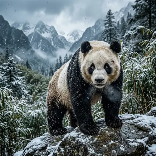 Mature Aggressive Giant Panda in Realist Cinematic Style