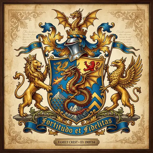Chinese Family Crest: Winged Eastern Dragon