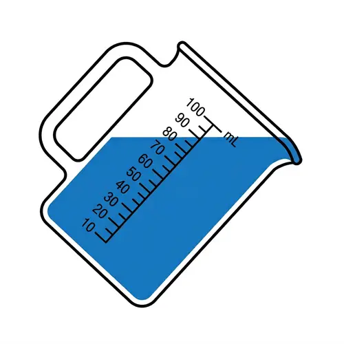 Blue Solution in Beaker on White Background - 2D Image