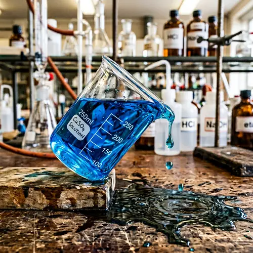 Blue Solution Slanted Beaker - Science Lab Equipment