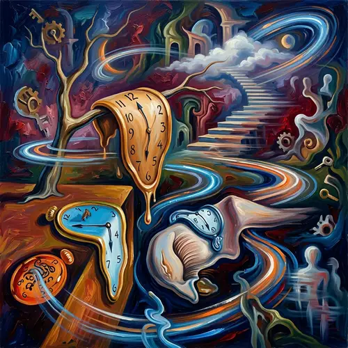 Surrealistic Time Concept with Vibrant Colors