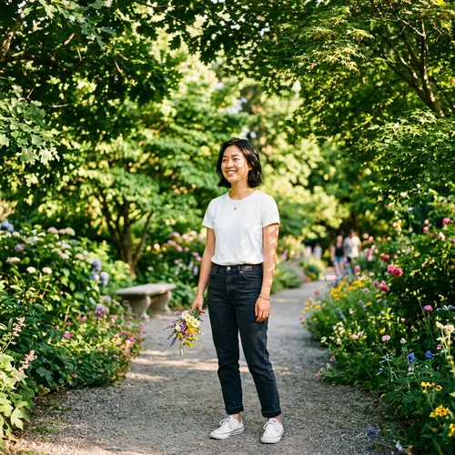 20-Year-Old Asian Female Enjoying Nature in a Park
