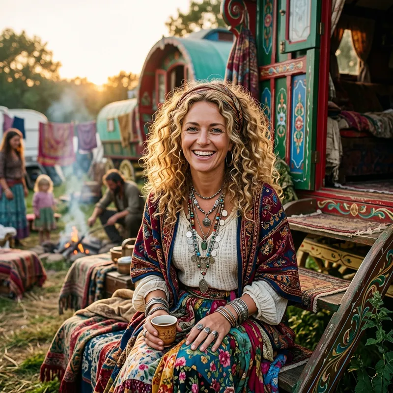 Stunning Curly Blonde Gypsy Woman in Her 30s Stunning Curly Blonde Gypsy Woman in Her 30s
