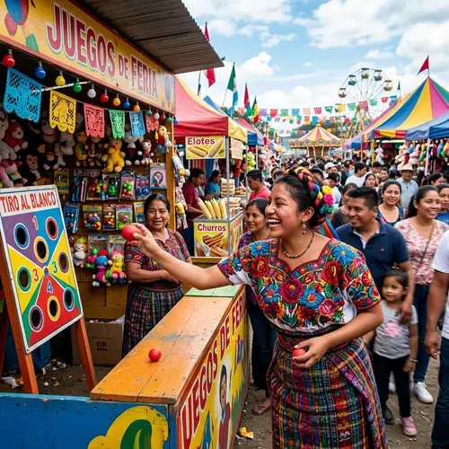 Maya Person Excitedly Participating in Carnival Game