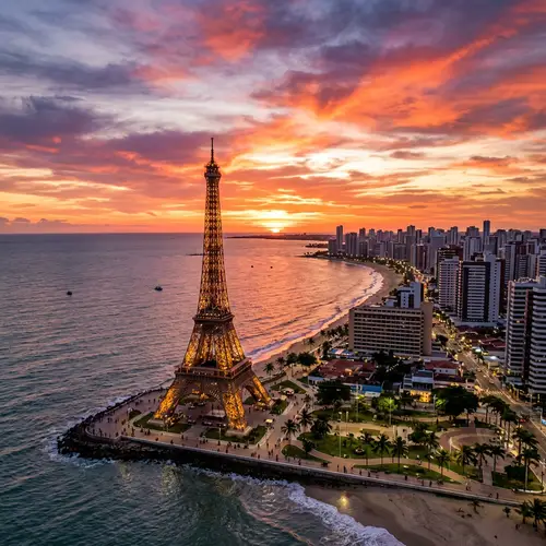 Eiffel Tower at Stunning Sunset in Fortaleza