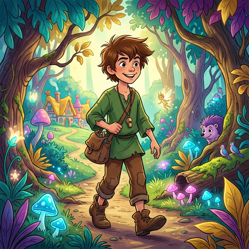 Whimsical Boy Disney Character in Vibrant Animated Universe