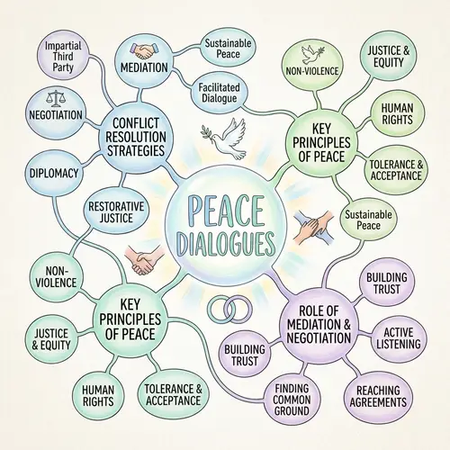 Peace Dialogues Mind Map: Strategies, Principles & Mediation