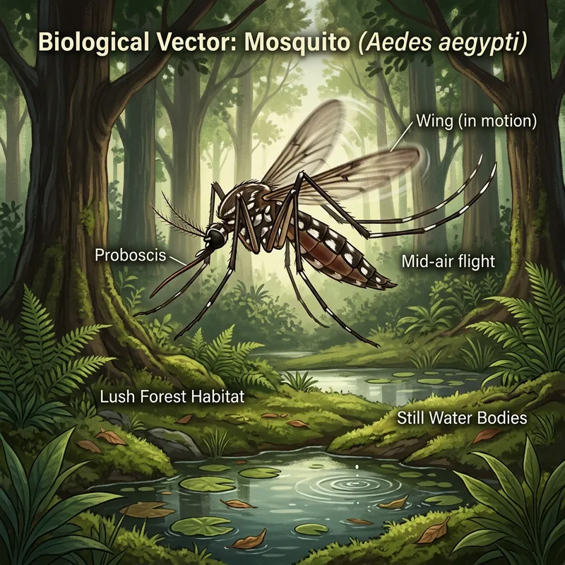 Biological Vector Illustration | Mosquito Transmitting Diseases