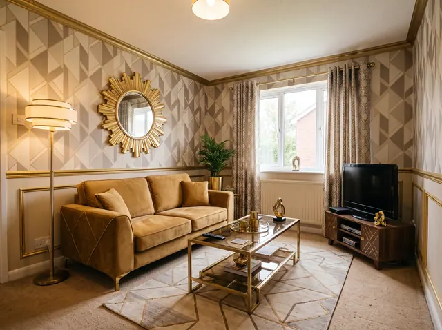 A living room in Art Deco style