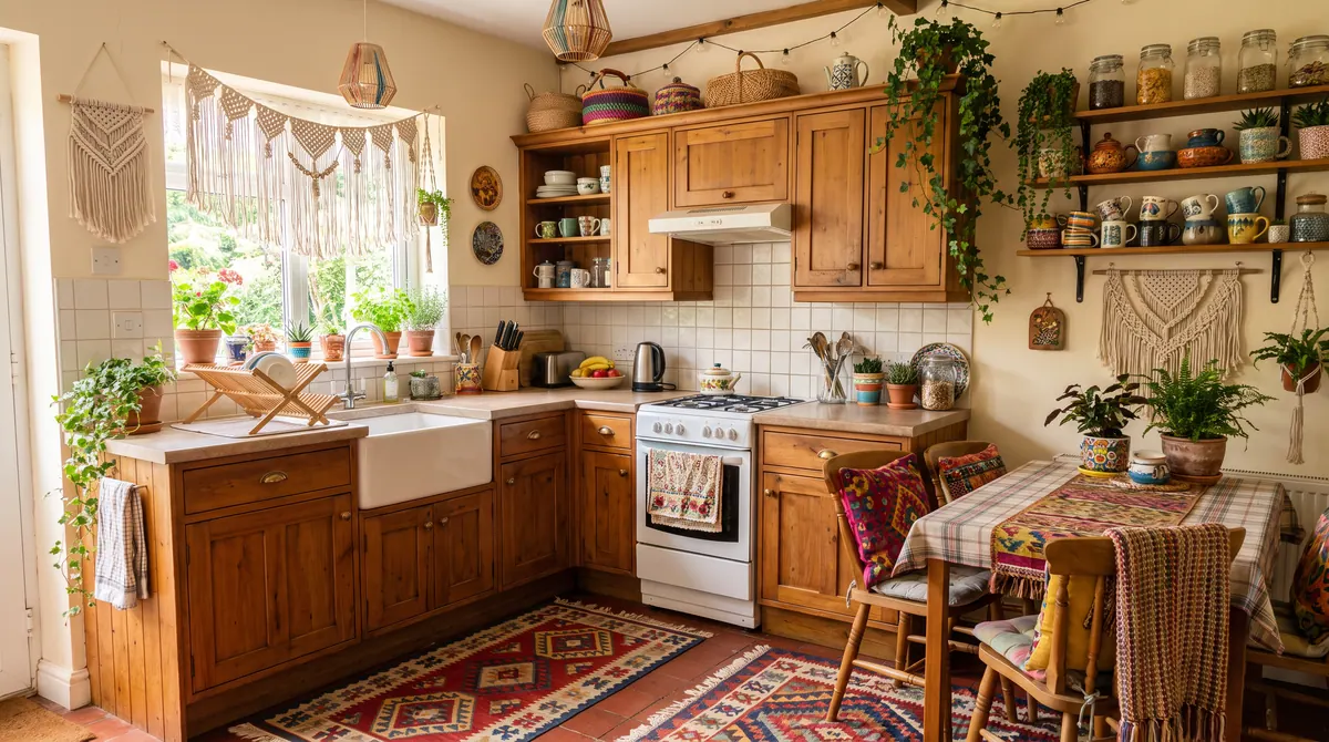 A kitchen in Boho style, made with AI
