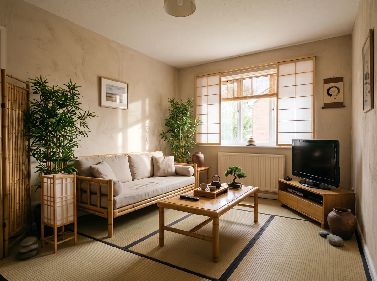 Living Room redesigned with AI: Japanese