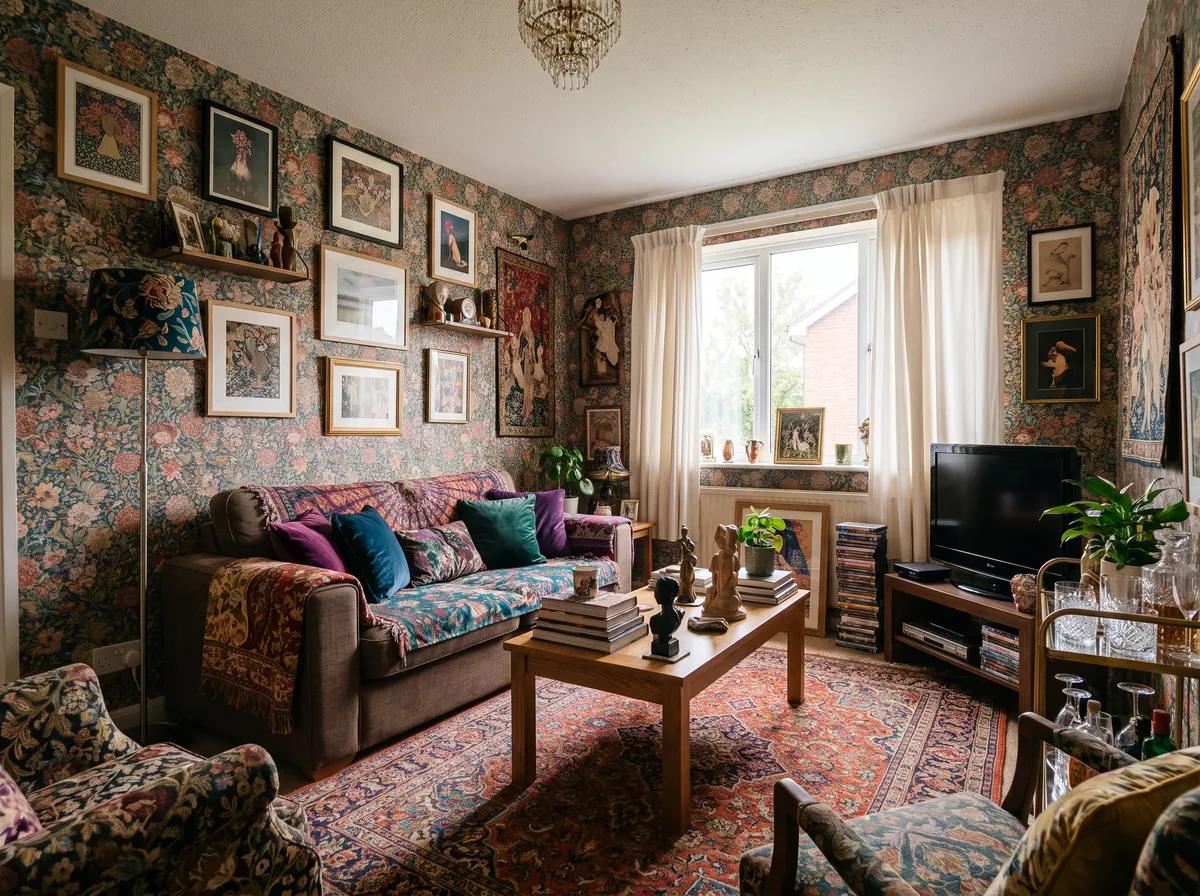 Living Room redesigned with AI: Maximalist