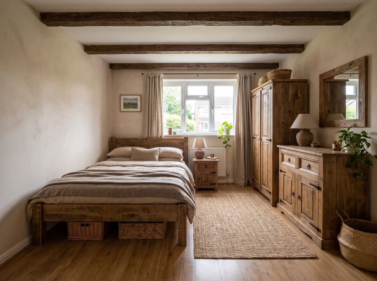 A bedroom in Rustic style, made with AI