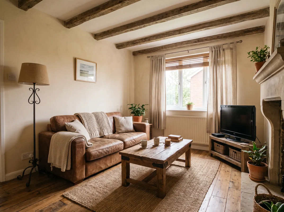 Living Room redesigned with AI: Rustic