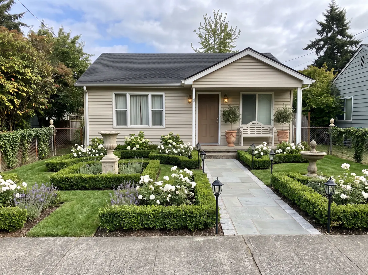Front Yard redesigned with AI: Luxe