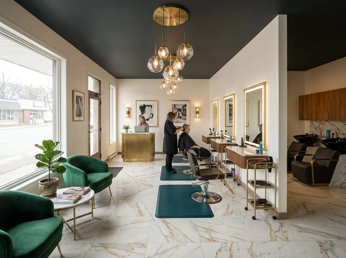 Salon làm đẹp được thiết kế lại bằng AI: Sang trọng