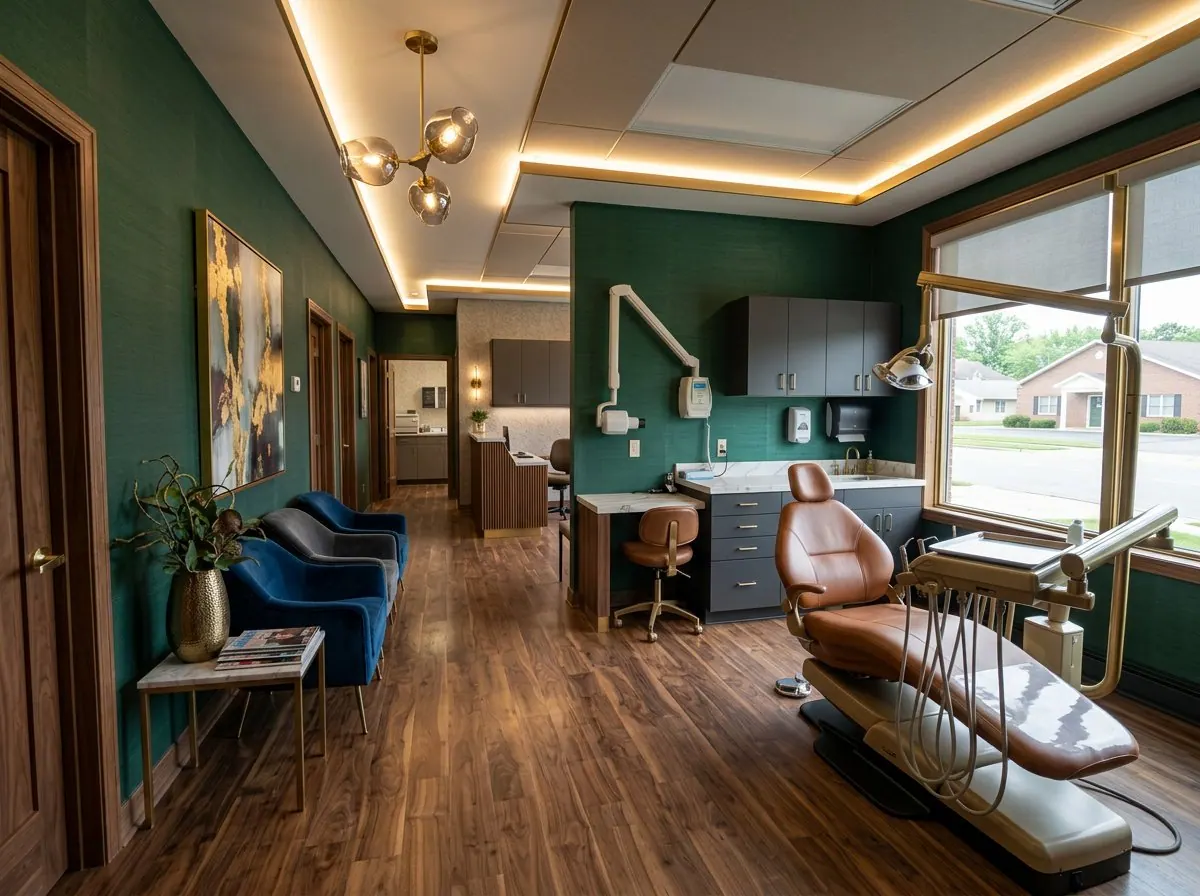 Studio dentistico dopo il restyling con l'AI: Lusso