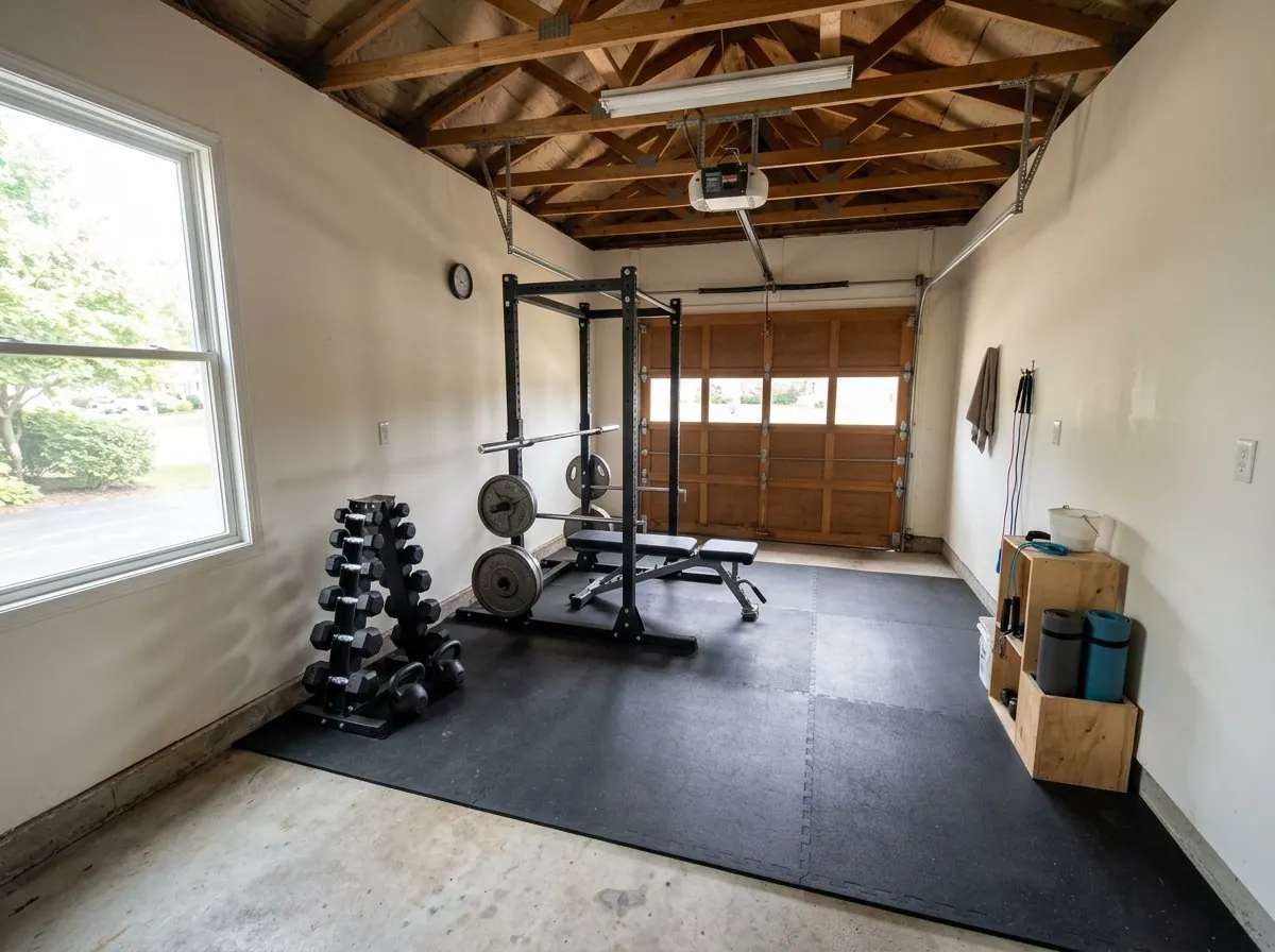 Phòng gym trong gara: ảnh gốc