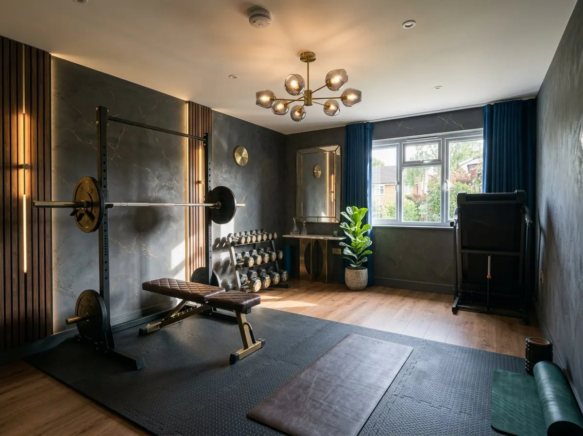 Phòng gym tại nhà được thiết kế lại bằng AI: Sang trọng